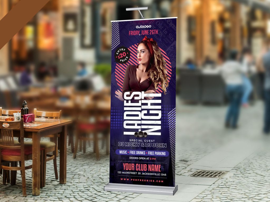 طرح لایه باز استند بنر رول آپ آرایشگاه زنانه