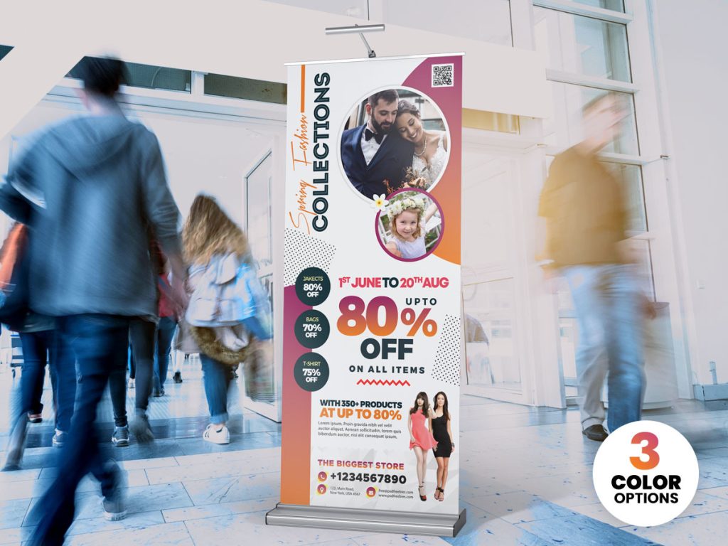 طرح لایه باز استند فشن فروش رول آپ بنر